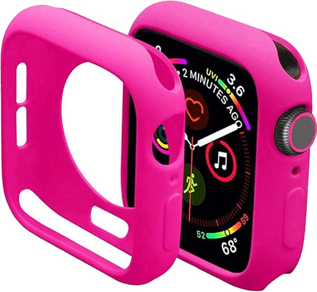 Miimall Etui kompatybilne z Apple Watch serii 3/2/1 38 mm, elastyczne etui ochronne z TPU, odporne na uderzenia, bumper, do Apple Watch serii 3/2/1, proszek Barbie