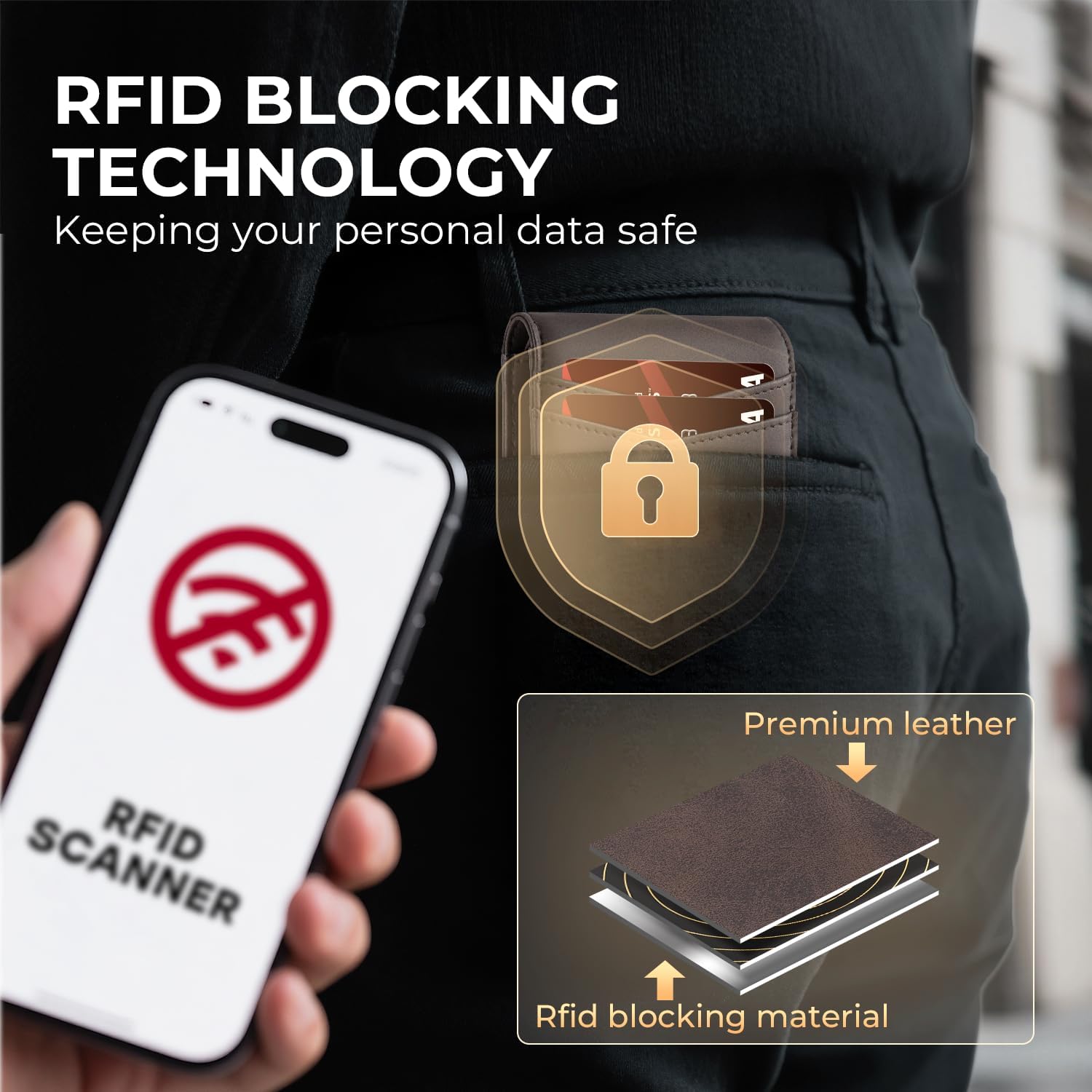 RUNBOX Airtag Wallet for Men Slim RFID Leather 2 ID Window Gifts for Men - Image 4