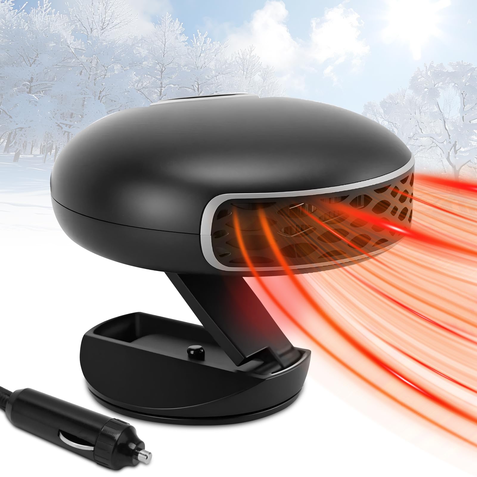 WODHMIEY 12V Car Heater, Portable Car Heater Fan 150W Fast Heating Car Windshield Defroster Defogger for Vehicle SUV Pickup, Compact Size with Overheat Protection, Low Noise