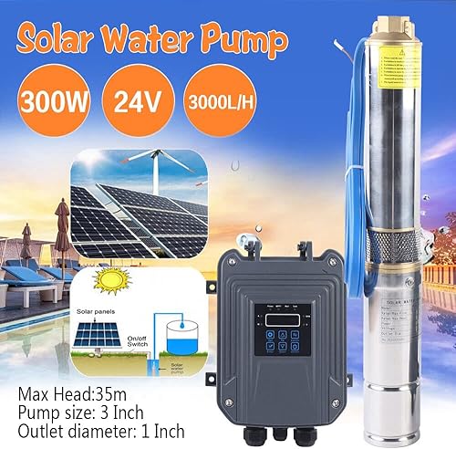 Miniatura 3 de Bomba de agua solar de pozo profundo bomba de agua solar sumergible de 300 W 3 pulgadas kit de controlador MPPT sumergible para fábricas tierras de