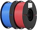Creality PLA Filament 1.75mm 3D Printer Filament 2 Pack, 2kg Cardboard Spool, Dimensional Accuracy +/- 0.03mm, Compatible with Most FDM Printers (Red & Blue)