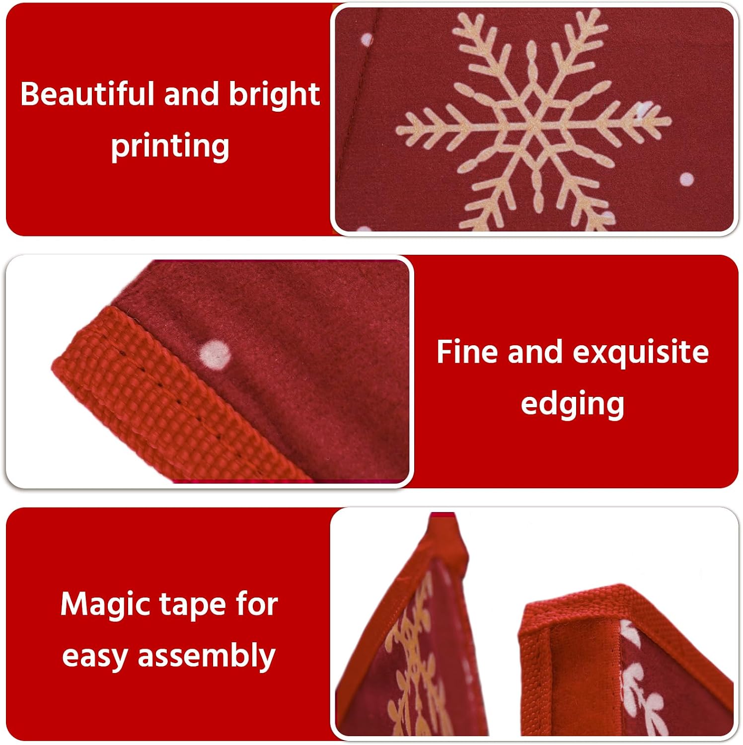 Christmas Tree Collar - 25.6" x 9.8" Patterned Tree Skirt/Base Collars, Foldable Snowflake Xmas Christmas Tree Stand Cover for Holiday New Year Party Decoration