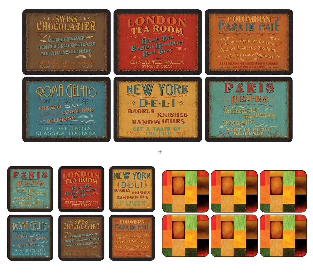 Pimpernel - Lunchtime, 6 Placemats + 6 Coasters + 6 Free Bonus Coasters