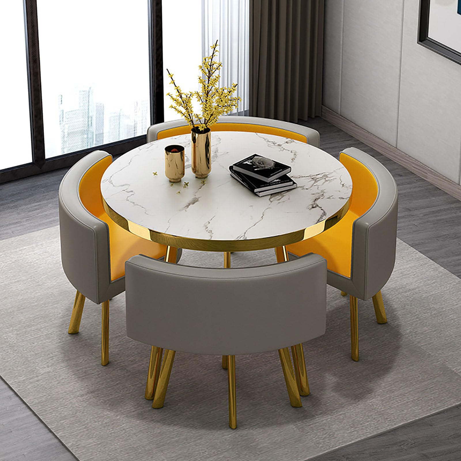 OCAZI Breakfast Bar Round Conference Table Round Furniture Table and Chair Set Dining Table and Chairs Set Modern Kitchen Table for Dinner for Home/