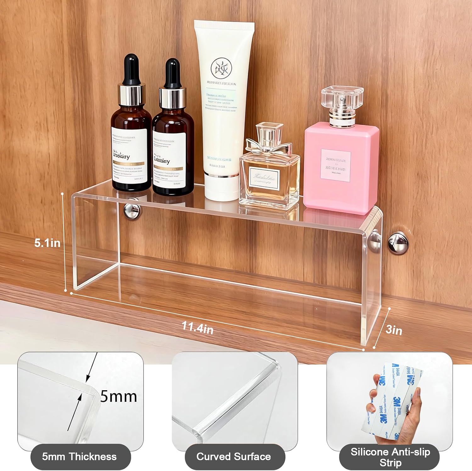 2 Pack Acrylic Medicine Cabinet Organizer Clear Shelves 2 Large