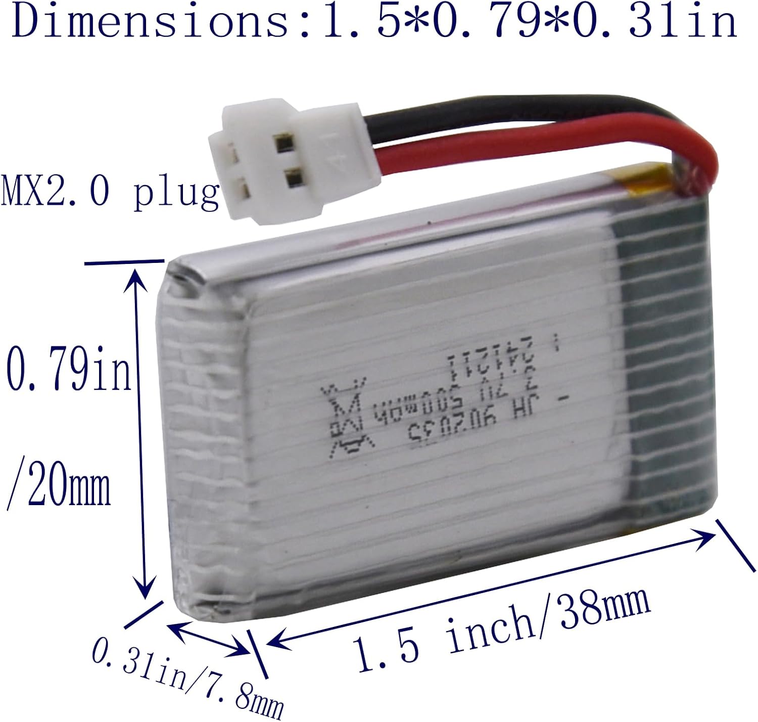 Blomiky 4 Pack 3.7V 500mAh 1.85Wh 25C MX2..0 Plug Lipo Battery and Board Box Suitable for Q9S Syma X5C X5 RC Quadcopter Drone and Some Remote Control Aircraft Sharks / 3.7V 500mAh *4
