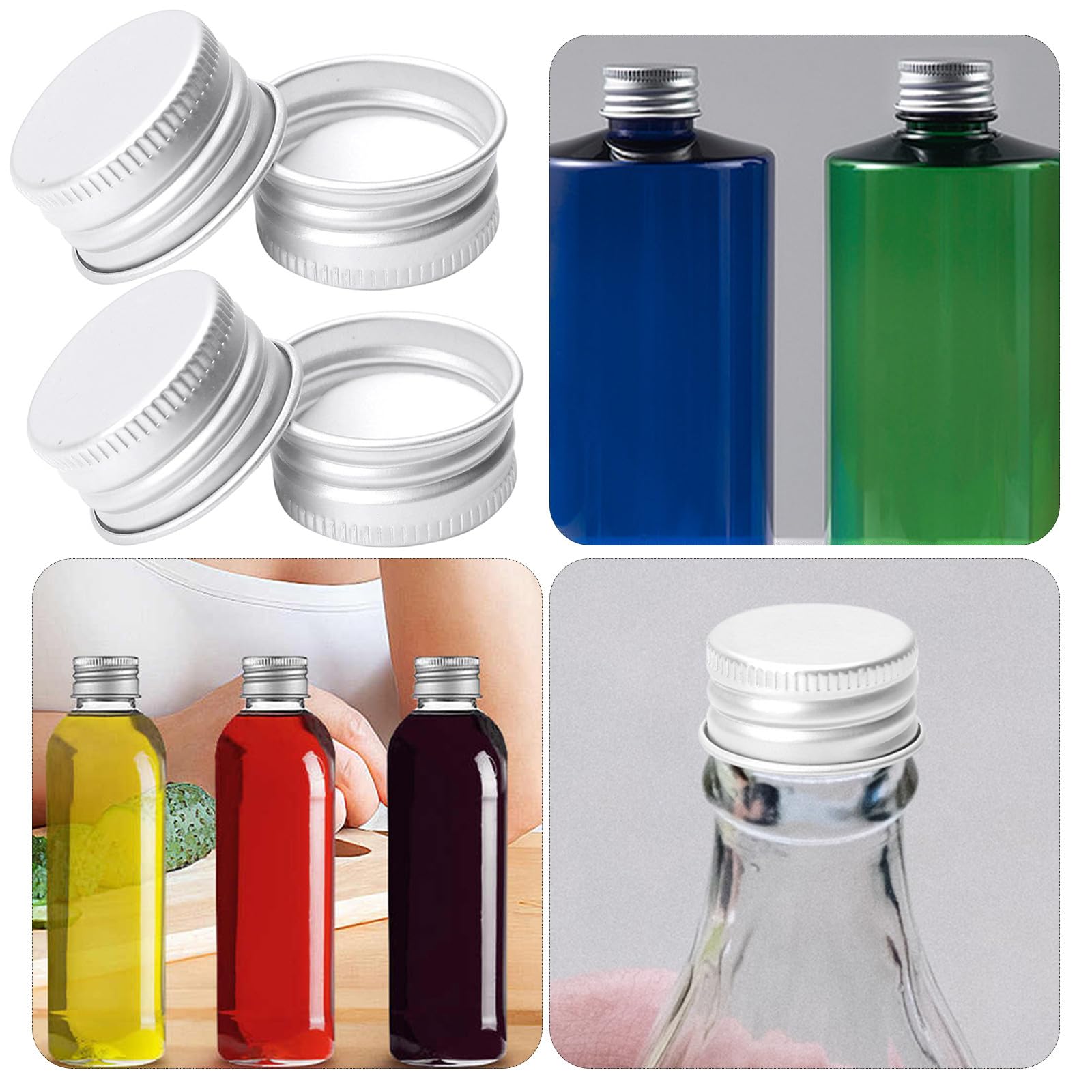 DOITOOL 50 Tappi a Vite in Alluminio da 24 Mm – Coperchi Trasparenti per Barattoli a Tenuta Stagna, Coperchi Riutilizzabili per Bottiglie di Vetro, Adatti per Conserve e Uso Domestico