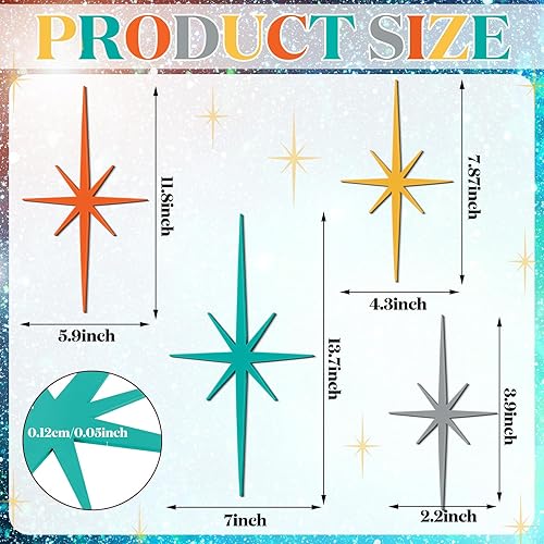 Miniatura 3 de Blulu 4 piezas de hierro fundido con forma de estrella de metal de mediados de siglo, decoración moderna retro con estrellas atómicas, decoración de