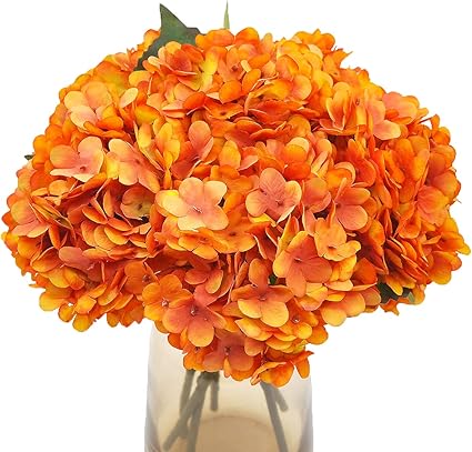Amazon Blooming Paradise 造花 花材 あじさい インテリア 花束 手作り 枯れない花 プレゼント ギフト 卒業式 结婚式 誕生日 ウェディング 飾り 撮影 美術館 ホーム 庭園 キッチン オフィス パーティー アジサイ フェイクフラワ 5本 オレンジ色 造花 オンライン通販