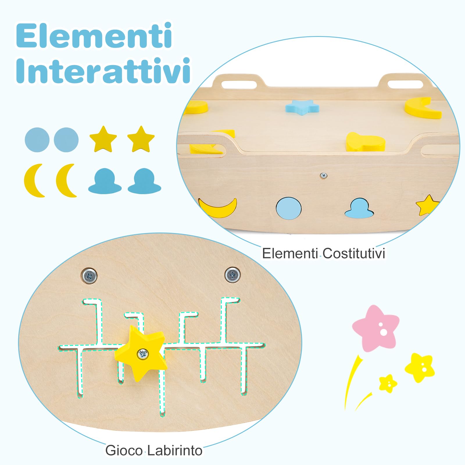 RELAX4LIFE Set da Arrampicata per Bambini, Triangolo di Arrampicata con Scivolo e Arco, Gioco di Incastri in Legno (Marinaio con Rete-3 Pezzi | Macaron)