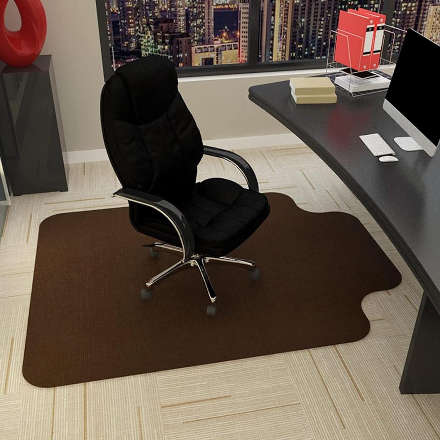 Tapis de protection pour chaise de jeu d'ordinateur de couleur unie café haut de gamme