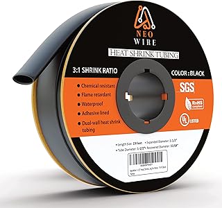 NeoWire Heat Shrink Tubing 1-1/2", 3:1 Ratio Shrink Tube Industrial and Marine Grade, Dual Wall Adhesive Lined Wire Shrink Wrap Tubing, 19 Feet Roll