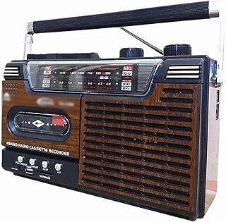 Radio Cassette Player Recorder, Tape Player, 4 -band Radio with AM/FM Radio Analogue Tuning, 3.5mm Headphone,Built-In Microphone, High Fidelity Cassette Player