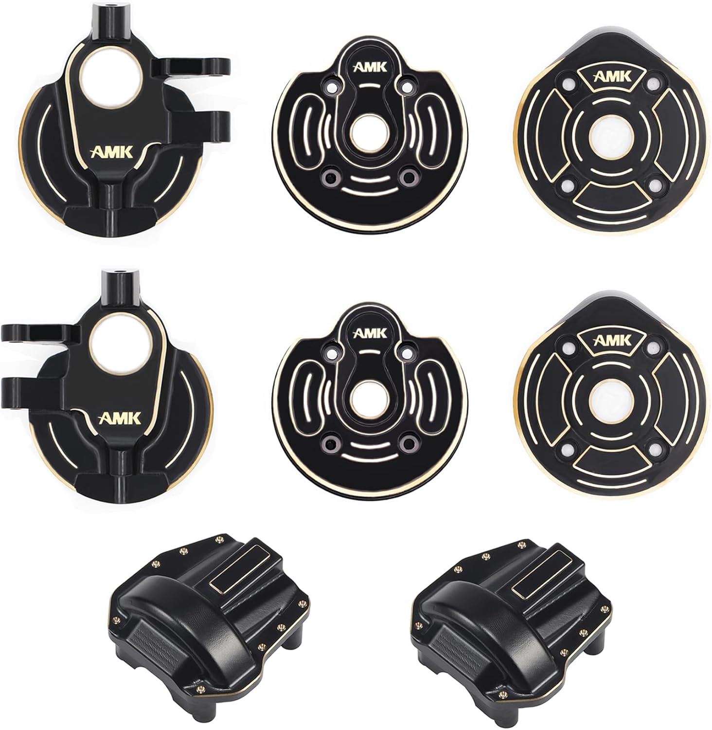 AMK SCX10 III Brass Kit 1.18lb Diff Cover Front Rear Axle Housing Portal Steering Knuckle Caps for 1/10 RC Crawler Axial SCX10 Upgrades AR45P