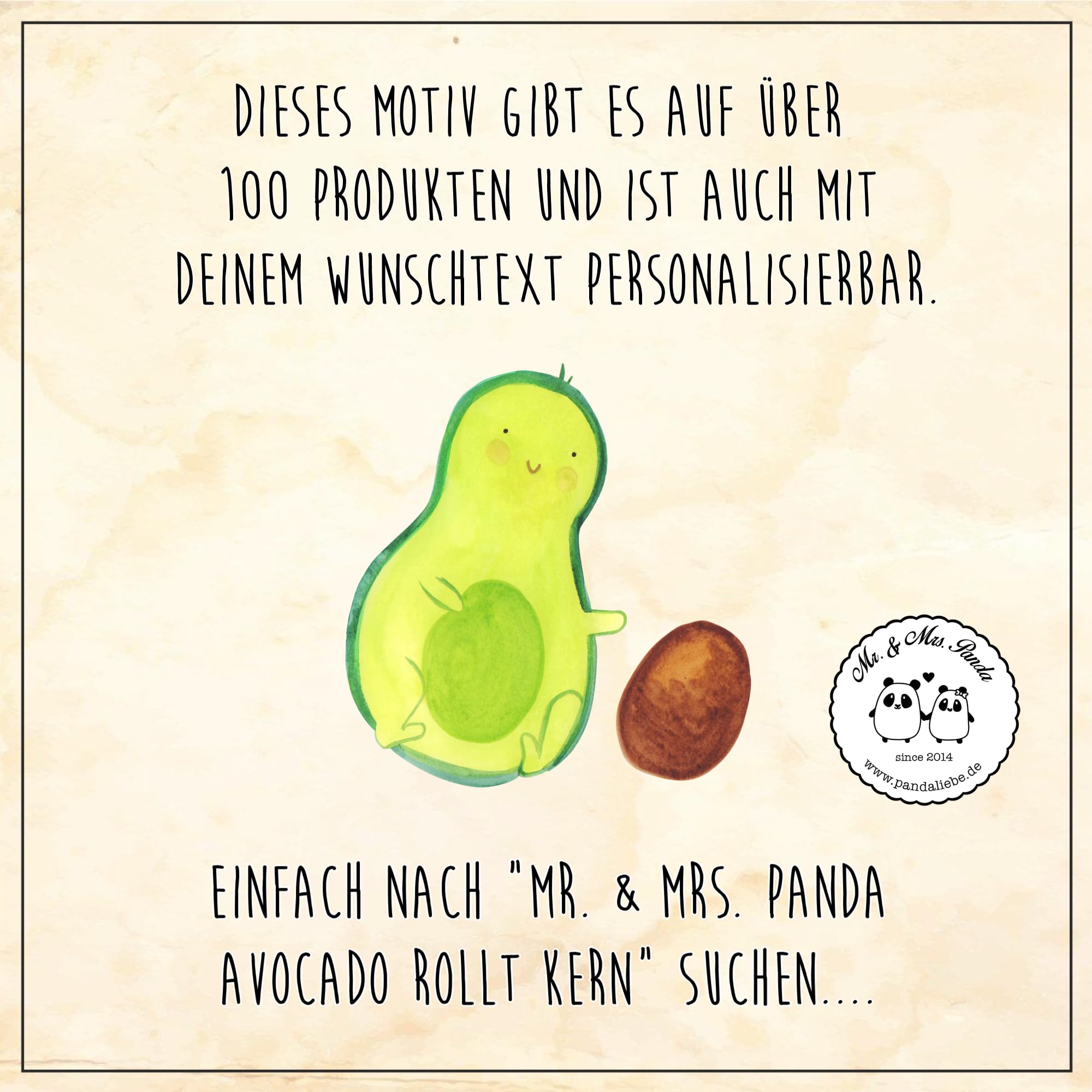 Mr. & Mrs. Panda Fußmatte mit Namen Avocado Kern rollt 40 x 60 cm - Personalisierte Geschenke, Babyparty, Fussmatte, personalisierbar, Eingangsmatte, personalisiert, Geburt, Schwanger, Liebe, Baby