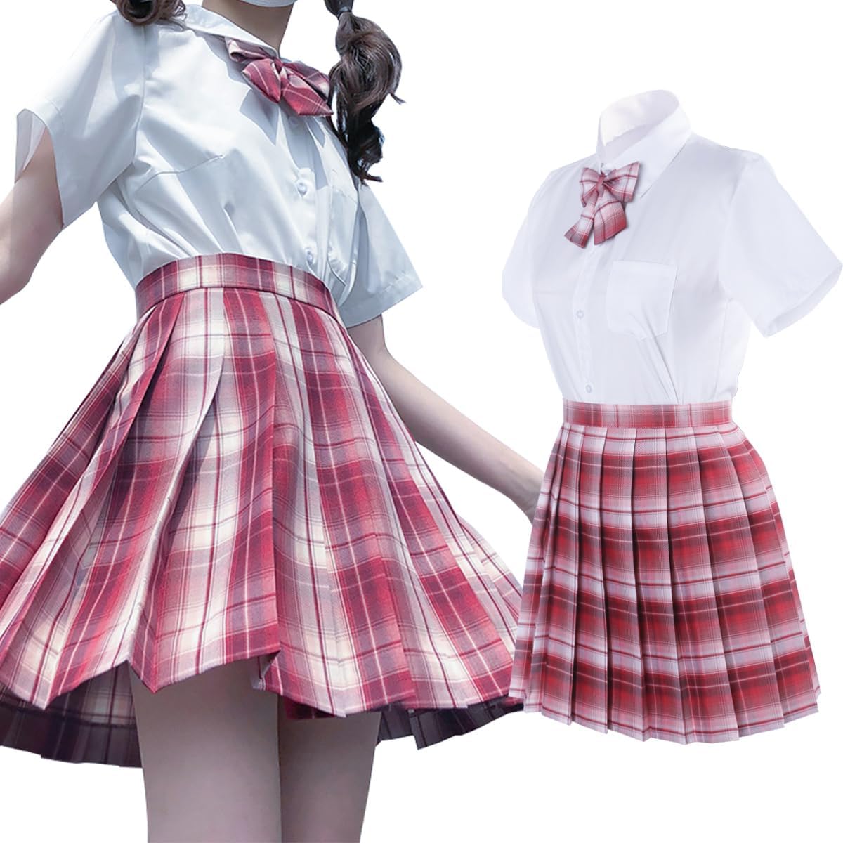 Amazon.co.jp: [NIUKACOS] 制服 コスプレ 女子高校生 スカート シャツ