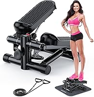 Vista 1 de Steppers for Exercise at Home, KitGody Mini Stepper with Resistance Bands, Portable Stair Stepper for Home 330LBS Capacity, Adjustable Height