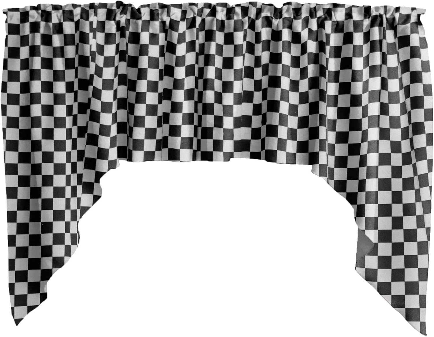Zen Creative Designs Racecar Checkerboard Print Swag Cotton Window Valance Home Décor Bedroom Nursery Kitchen Window (1" Black and White)