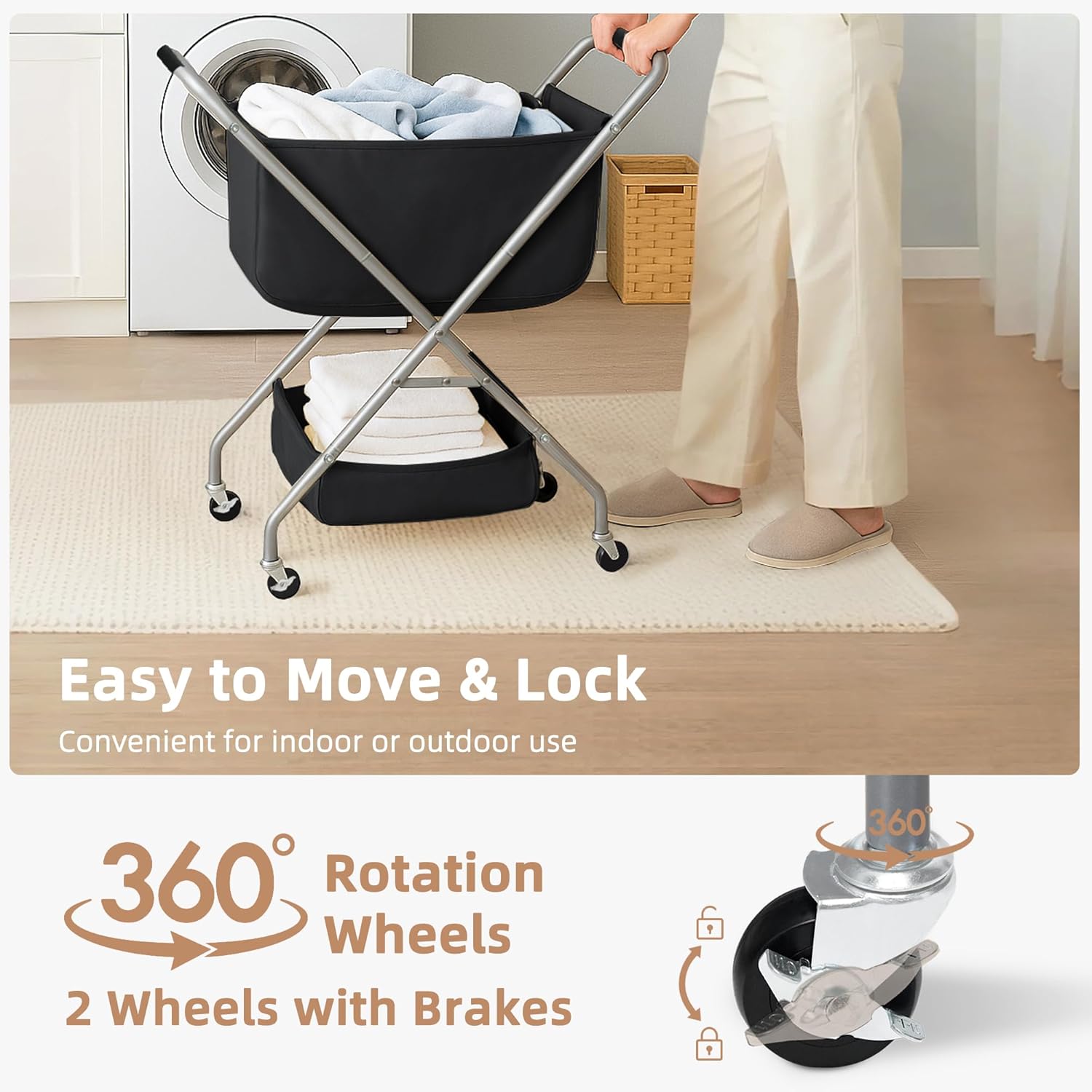 STORAGE MANIAC 4-Pack Stackable Sweater Drying Rack + 2 Tier Collapsible Laundry Cart