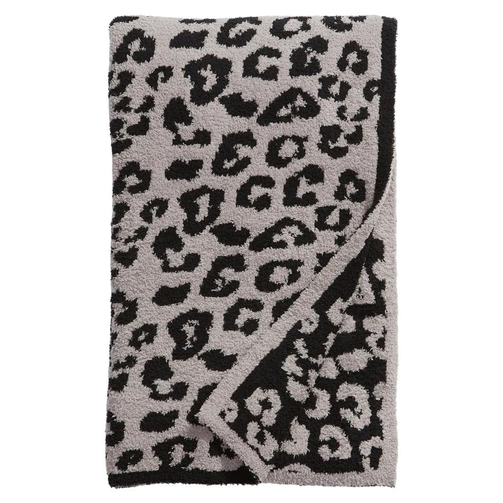 Plaid léopard en flanelle polaire grise 100x120cm pour canapé et lit