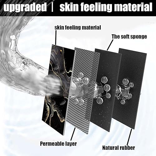 Miniatura 3 de Alfombra de baño con patrón de mármol negro dorado antideslizante de secado rápido súper absorbente delgada apta para debajo de la puerta lavable