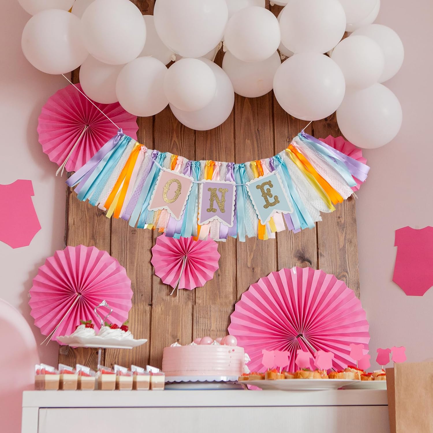 Rainbow High Chair Banner for 1st Birthday - Pre - Strung