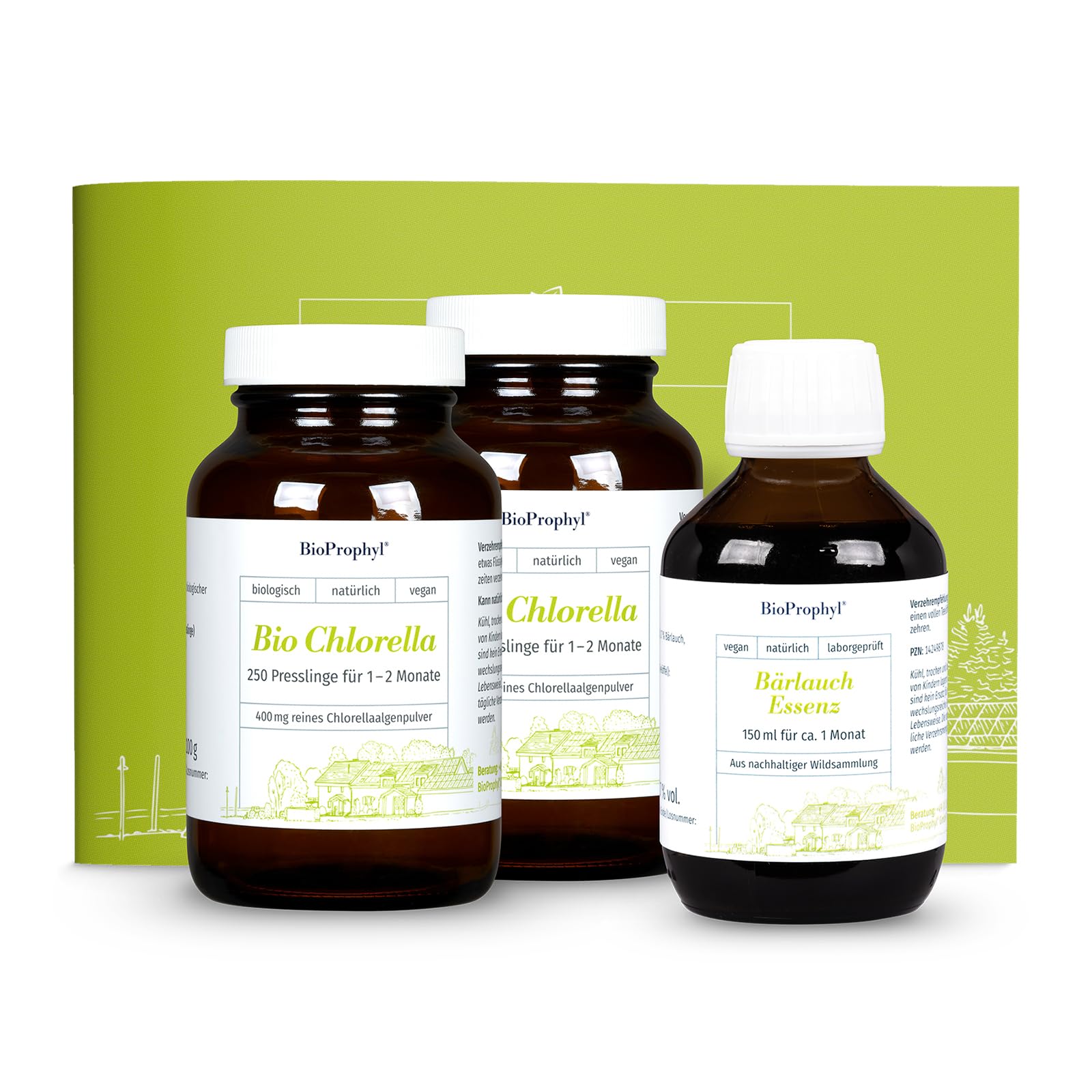 Ausleitung Einstiegspaket mit BIO Chlorella 500, Bärlauch-Essenz inkl. Anleitung und Verzehrplan - ohne Zusätze - Einstiegspaket Ausleitungskur 1 Monat nach Dr. Klinghardt
