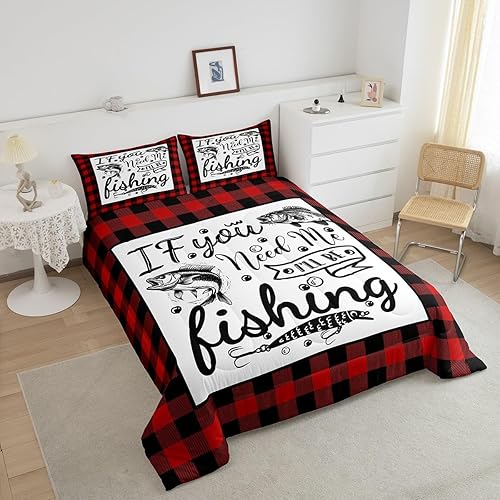 Miniatura 4 de Erosebridal Juego de edredón de peces de lubina, tamaño King, juego de ropa de cama con temática de caza y pesca para niños, adolescentes, hombres,