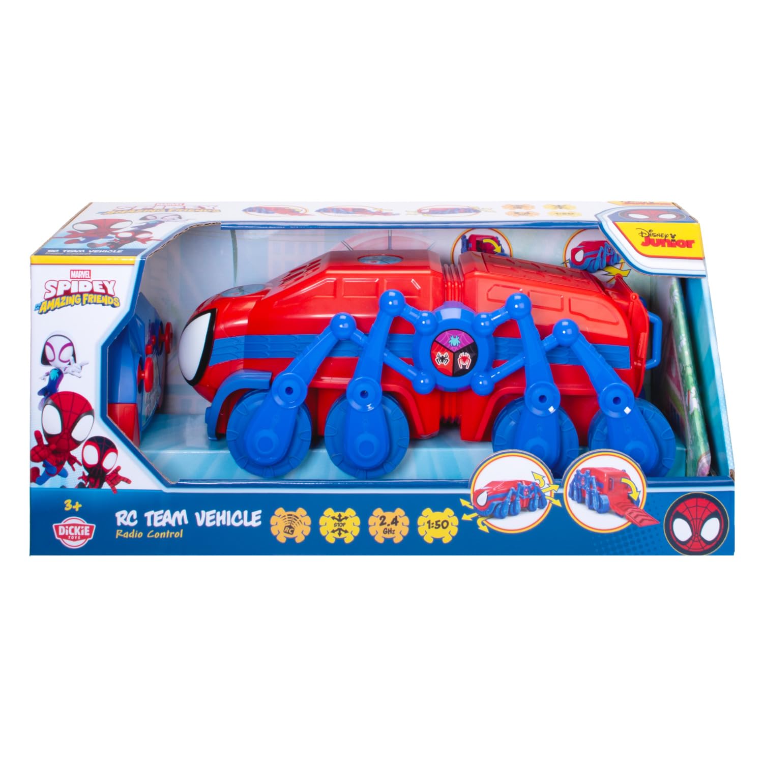 Simba - RC Spidey Team Vehicle 1:50 28,5cm – Auto Radiocomandata di Spidey e i suoi Fantastici Amici, Macchina Telecomandata per Bambini,203226000, dai 3 anni
