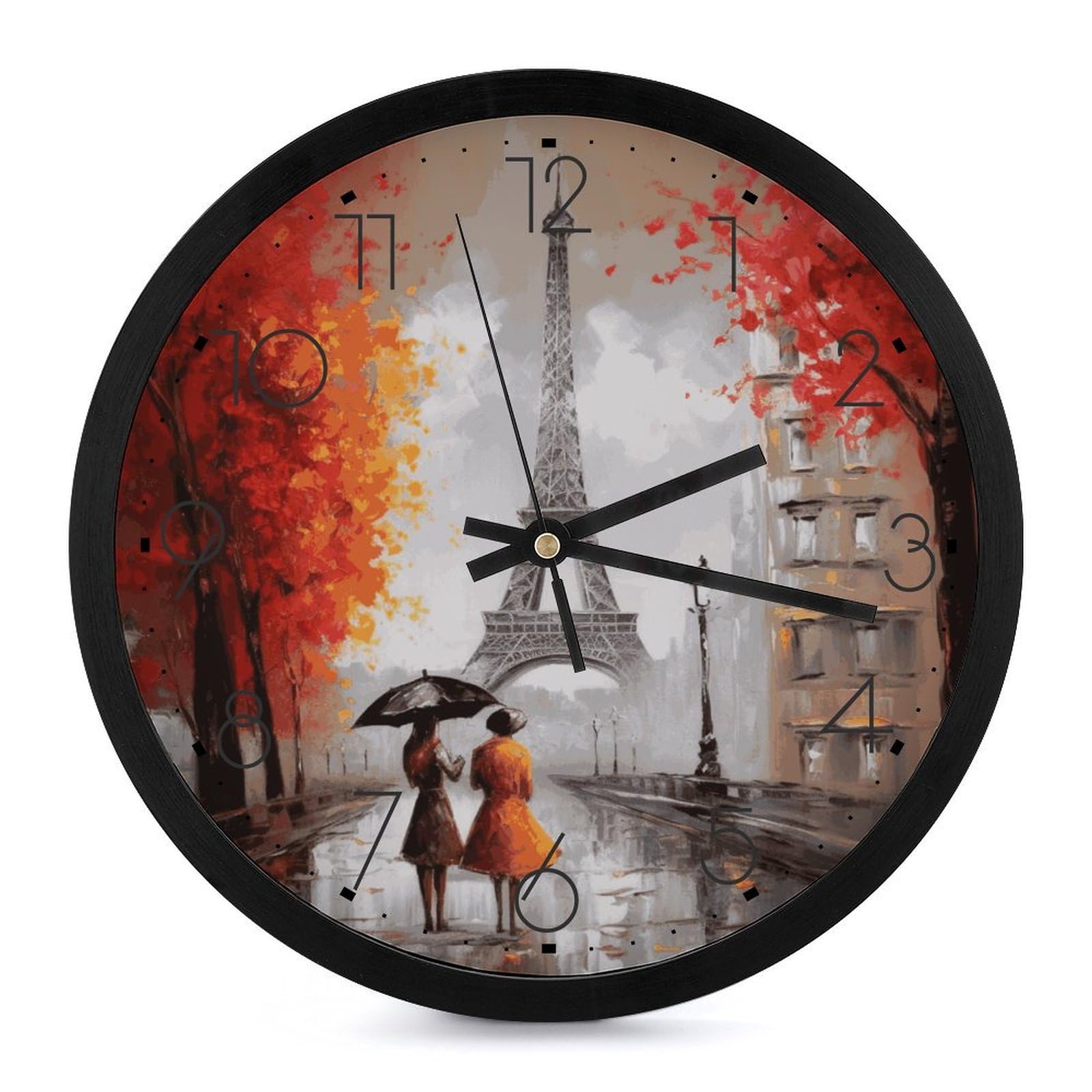 Horloge murale à quartz silencieuse noire de 25,4 cm pour la maison