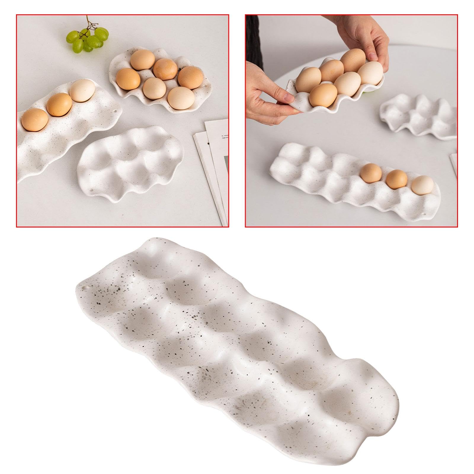 Soporte para Huevos, Dispensador de Huevos Portátil, Recipiente Moderno para Huevos Esmaltado, Bandeja para Huevos para Armario, Nevera, Refrigerador, 12 cuadrícula, Individual