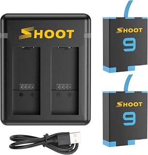 2 Pack 1800mAh Rechargeable Li-ion Battery Replacement Battery with Dual USB Battery Charger for GoPro Hero 9 10 11 12 Action Camera