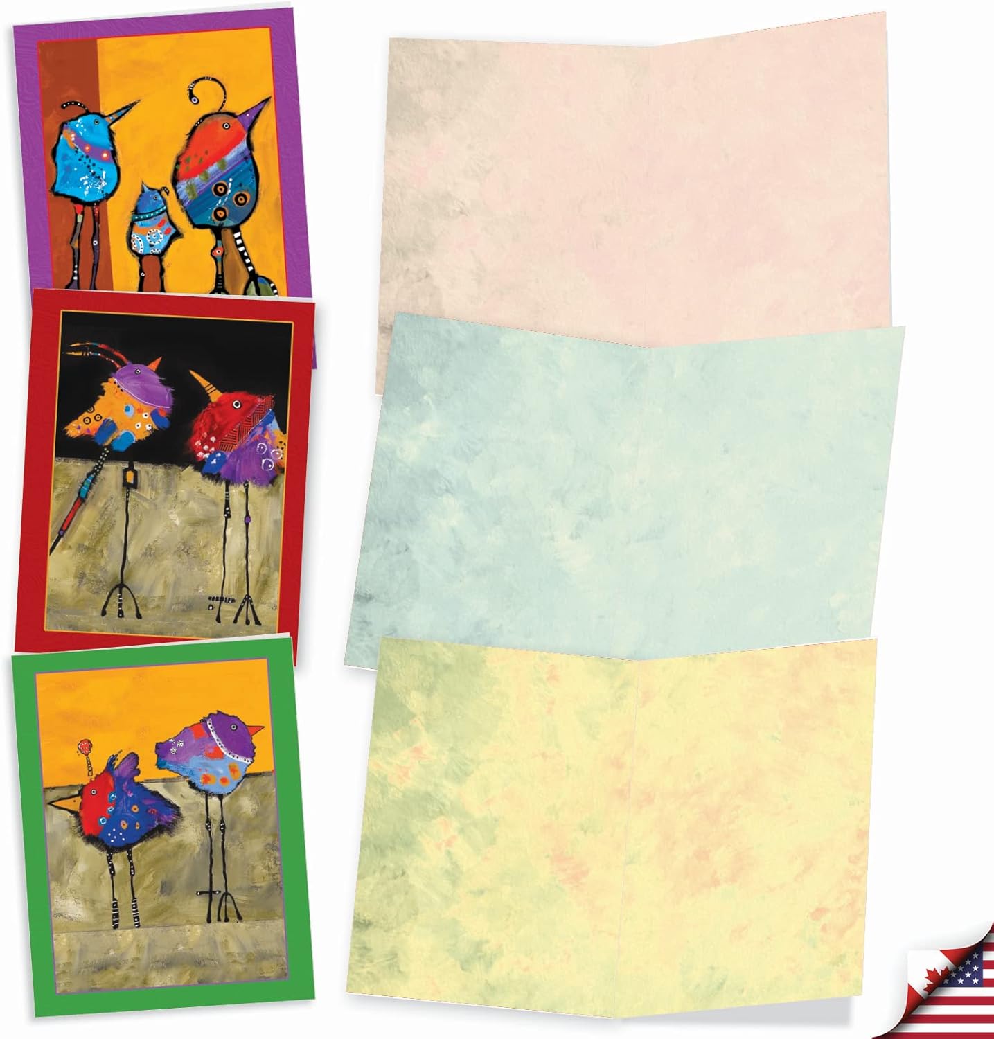 The Best Card Company - 10 Assorted Blank All Occasions Notecards Bulk Box Set 4 x 5.12 Inch with Envelopes (10 Designs, 1 Each) - Bohemian Birds M3319 - Image 3