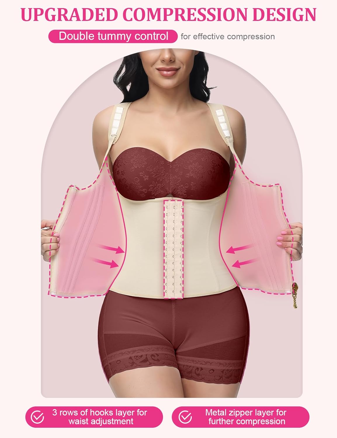 SHAPSHE Waist Trainer for Women, Tummy Control Sports Girdle, Workout Body Shaper with Adjustable Shoulder Strap - Image 2