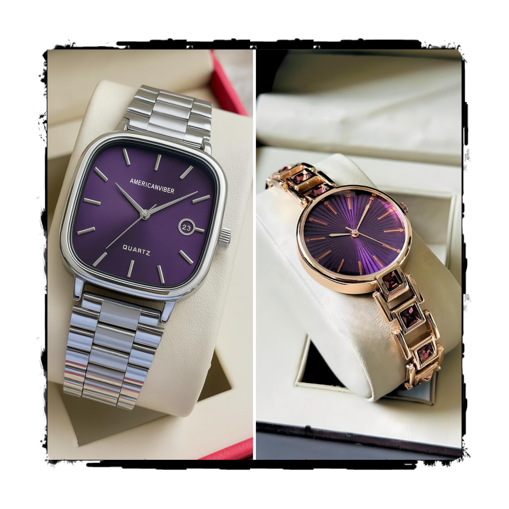 AVM031CCK Matching Purple Dial Couple Watches with Date Function - Combo Gift Offer Analog Watch - for Men & Women ()-image-47
