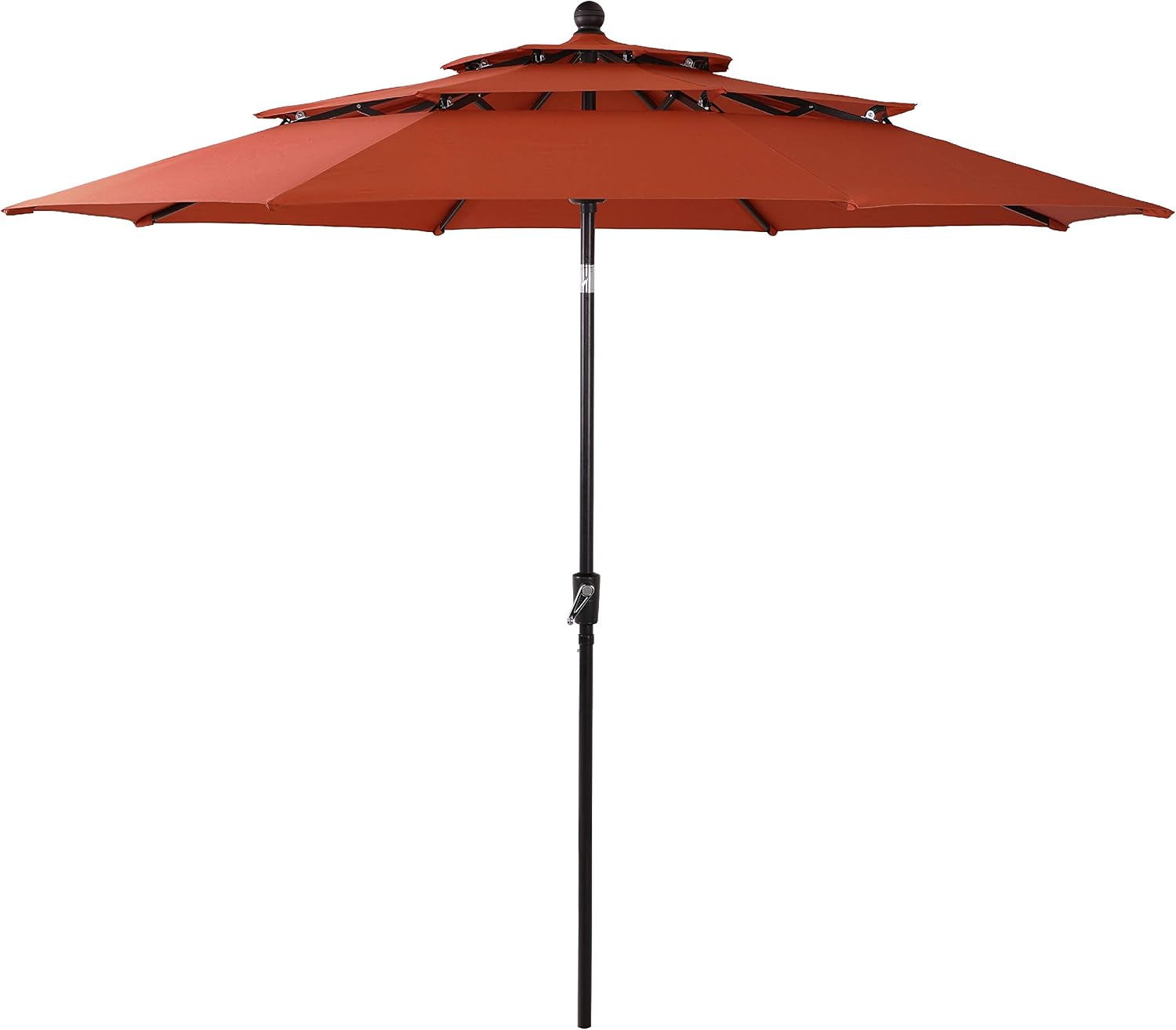 PHI VILLA 10ft 3 Tier Auto-tilt Patio Umbrella Outdoor Double Vented Umbrella, Orange Red