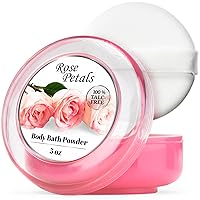 Vista 1 de R-NEU Polvo corporal para mujeres con borla de polvo, 100% libre de talco, elegante polvo perfumado de pétalos de rosa, después del baño para piel