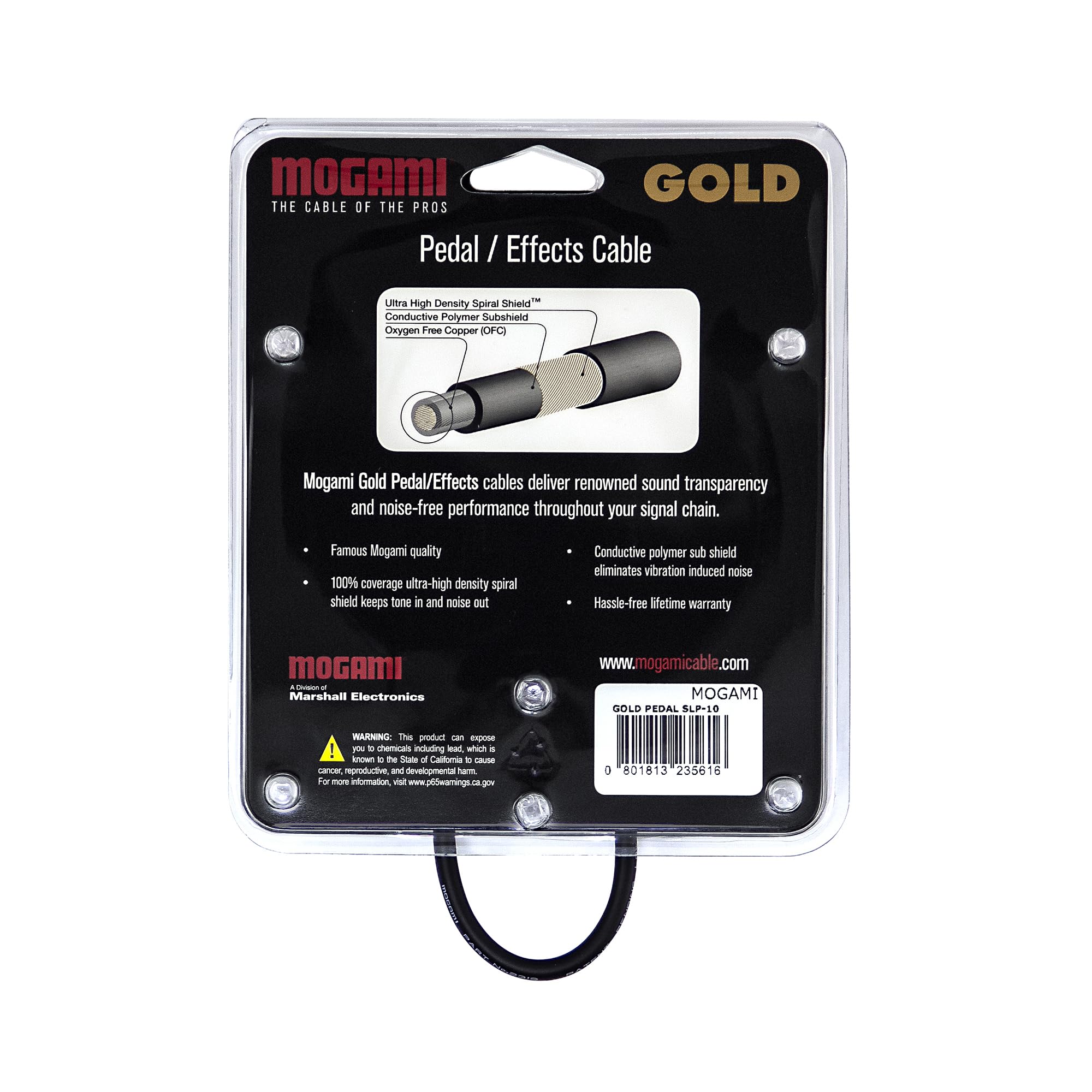 Mogami Gold Pedal SLP Patchkabel - Super Low Profile 90° rechtwinkliges Gitarreneffektkabel, geräuschfrei, OFC Core 24 Zoll