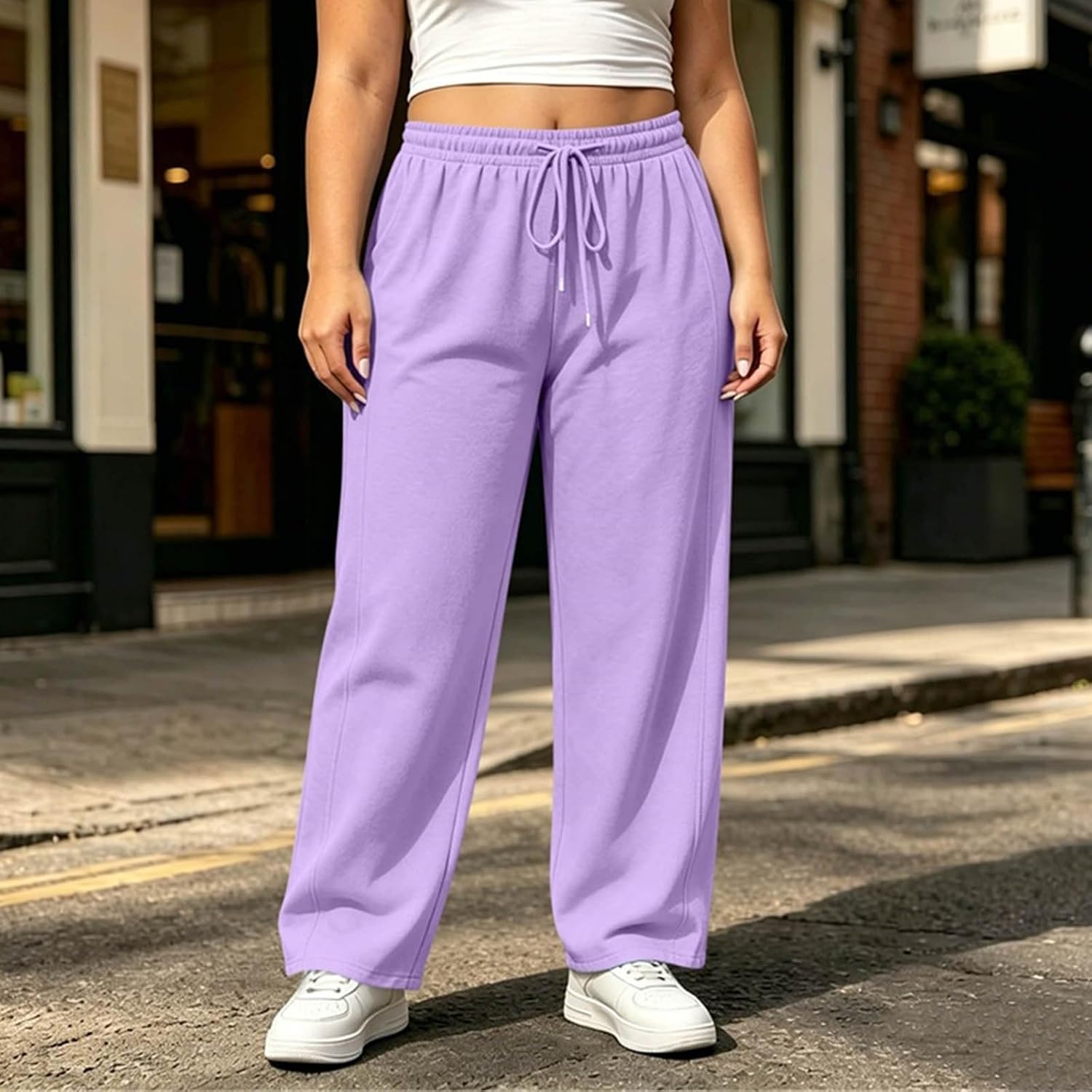 Womens Baggy Sweatpants Casual Wide Leg Drawstring High Waisted Lounge Athletic Sweat Track Pants with Pockets