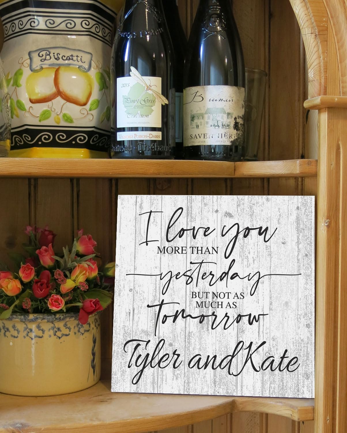 Personalized Anniversary Sign Gift I Love You More Than Yesterday - Couples Gift - SOLIOD WOOD - 10.5in x 10.5in