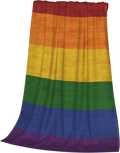 Miniatura 9 de Lightweight Flannel Blanket Small Large Summer Cool Throw Blanket LGBT Pride Flag On Grunge, Cute Fleece Blanket for Couch Bed Sofa Chair, Queen
