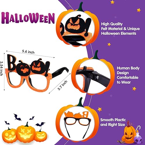 Miniatura 3 de Garma 24 gafas de Halloween para niños, regalos de fiesta de Halloween, gafas de plástico con purpurina, accesorios de cabina de fotos de Halloween,