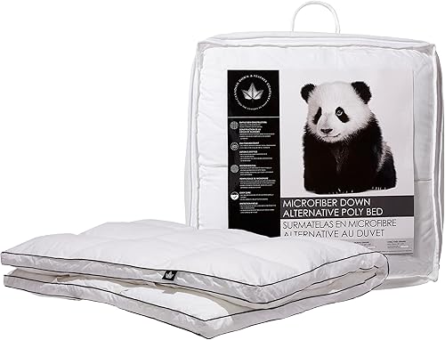 Canadian Down & Feather Co. - Cama de microfibra alternativa de poliéster tamaño individual - Lavable a máquina - Cubierta de colchón 100% algodón