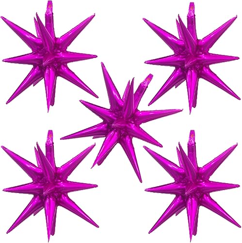 Vista 4 de 5 globos de estrella negra con punta de cono de estrella negra para suministros de fiesta, telón de fondo, fiesta de cumpleaños, baby shower, Negro