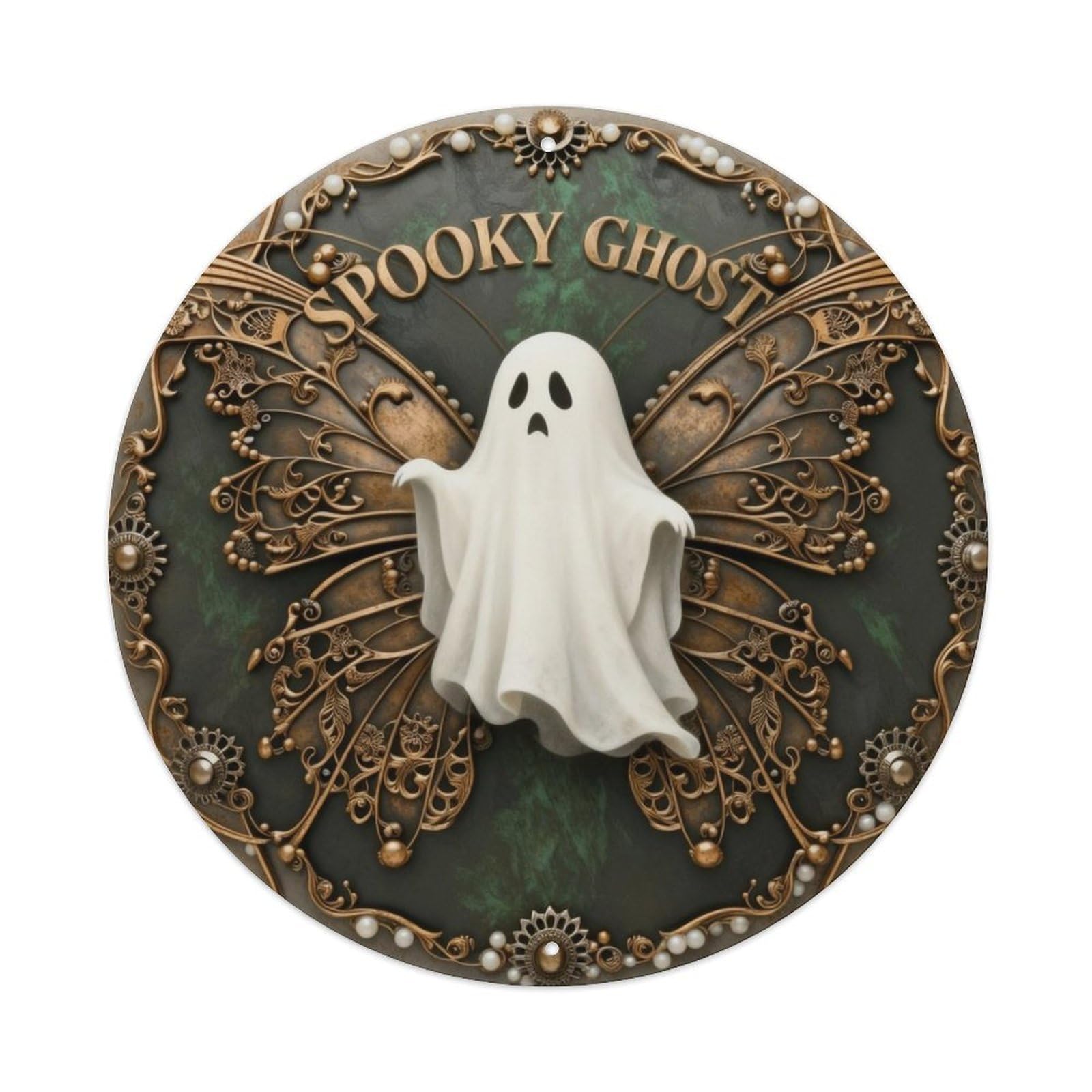 Spooky Ghost Halloween Sign Metal Tin Sign Plaque