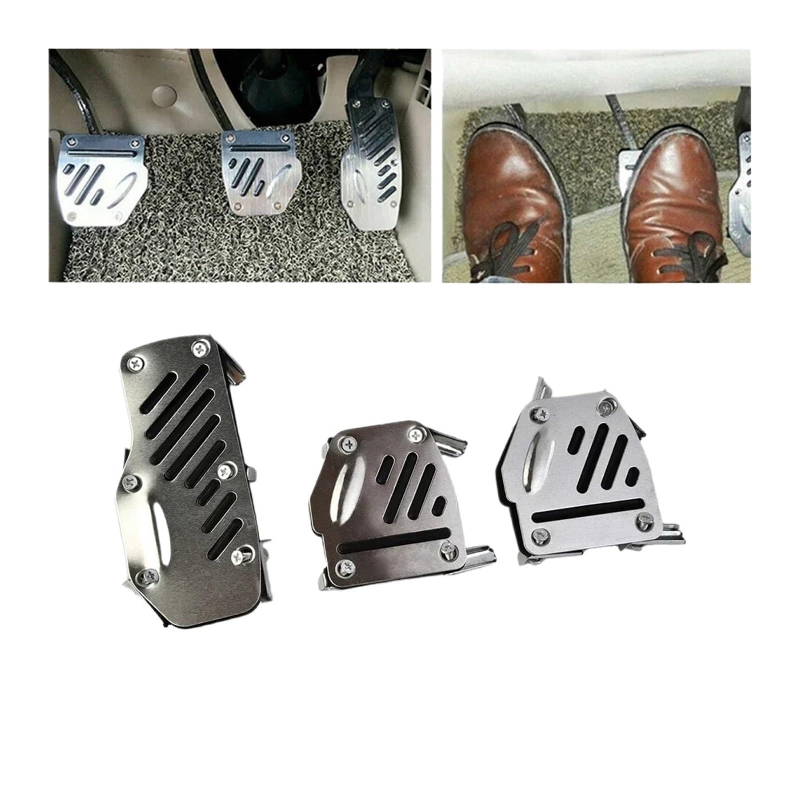 Copertura Pedale Accessori Generalia utomo bilistici 3 Pezzi Pedale dell'acceleratore Frizione del Freno pedaliera Antiscivolo in Lega di Alluminio Pedali Antiscivolo(Manual Red 3pcs)