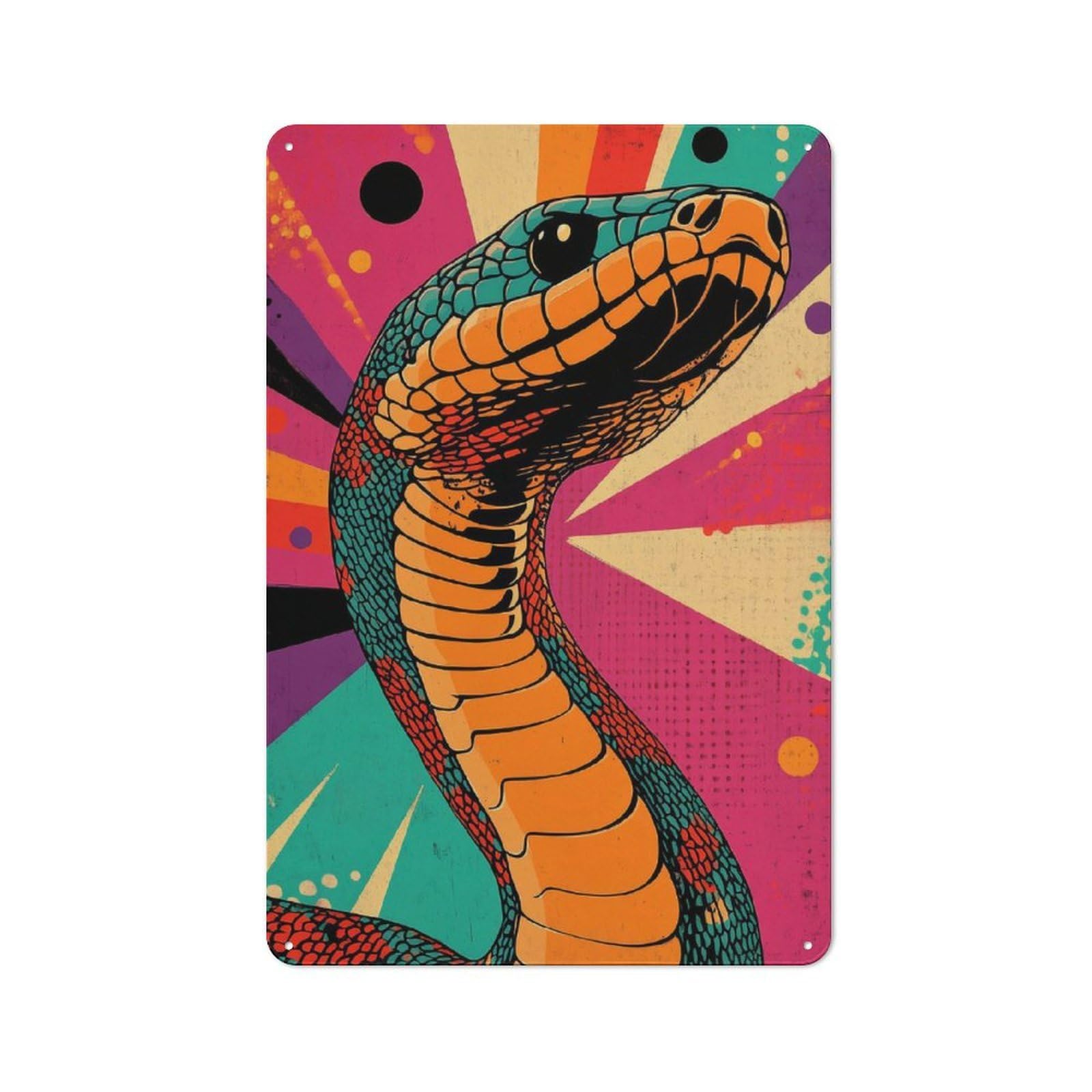 Junmoney Retro Snake Art Cobra Pop Art Print Snake A Vintage Tin Sign 30X20cm With Rt For Studio Or Craft Room, For Garage, Workshop And Man Cave Decoration