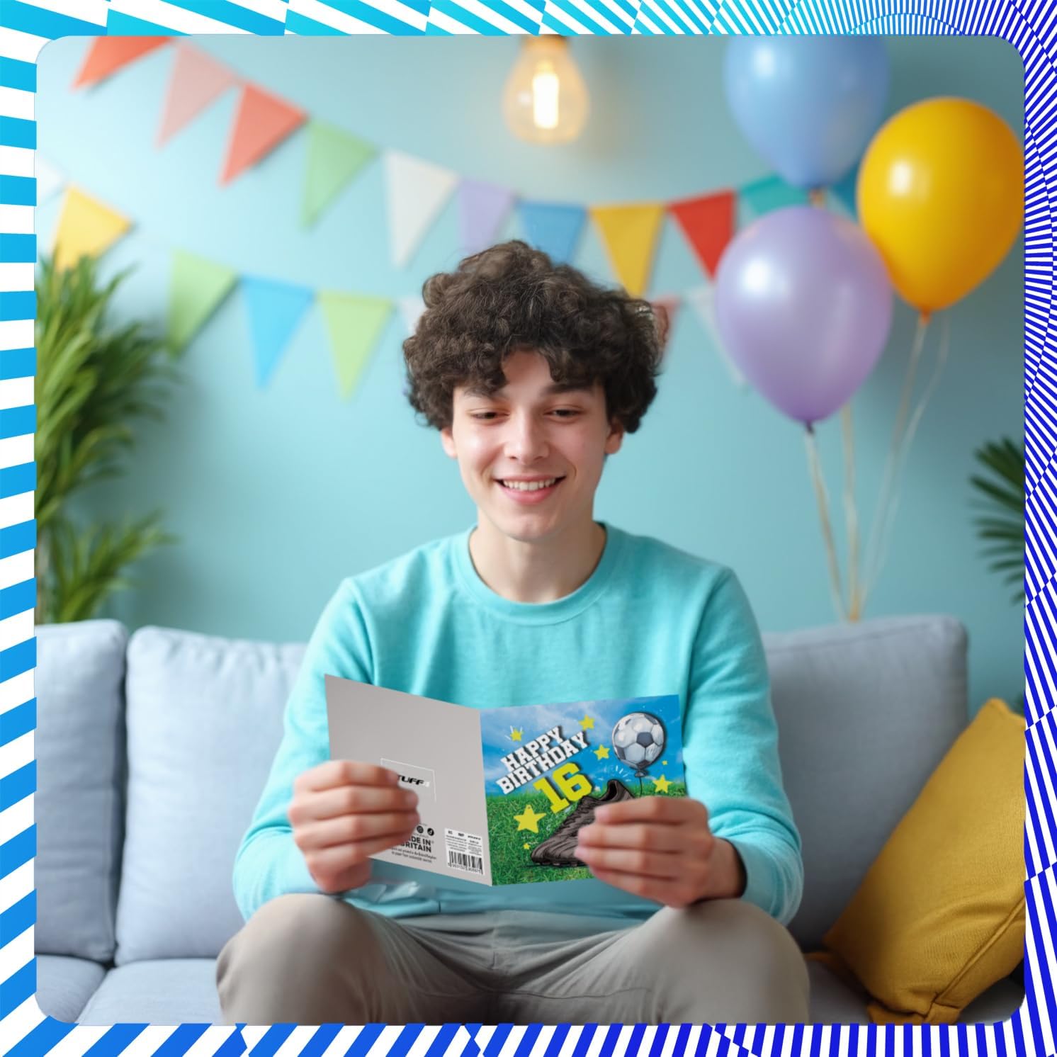 Stuff4 16th Birthday Cards for Boys - GOOOOOAAAALLLL! - Happy Birthday Card for 16 Year Old Boy Godson Step Son Son Brother, 5.7 Inch Bday Greeting Cards