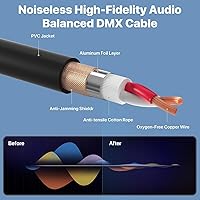 Vista 3 de Cable XLR de 1.5 pies, 6 unidades, cables de micrófono, cable de altavoz de micrófono equilibrado de alta calidad con cable XLR macho a hembra DMX