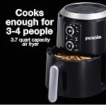 Friteuse à air Proctor Silex 3.7 Quart, noire, friteuse à air 1350W pour 3 à 4 portions, contrôle de température réglable, minuterie de 30 minutes, panier amovible antiadhésif, friteuse à air facile à nettoyer (35056)